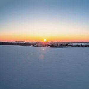 Panorama Ełk - zachód słońca, zdjęcie z drona